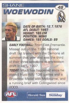 2005 Select Herald Sun AFL #48 Shane Woewodin Back